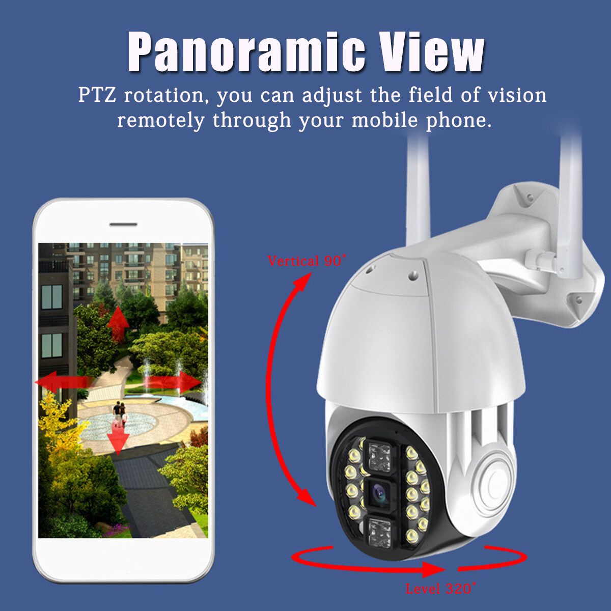 Waterproof 200W 1080P HD Wifi Camera PTZ Security Smart Camera Outdoor Khaki