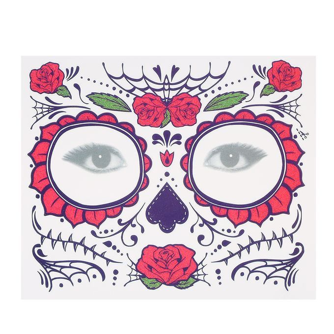 Temporary Tattoo Sticker Scars Terror Halloween Flowers