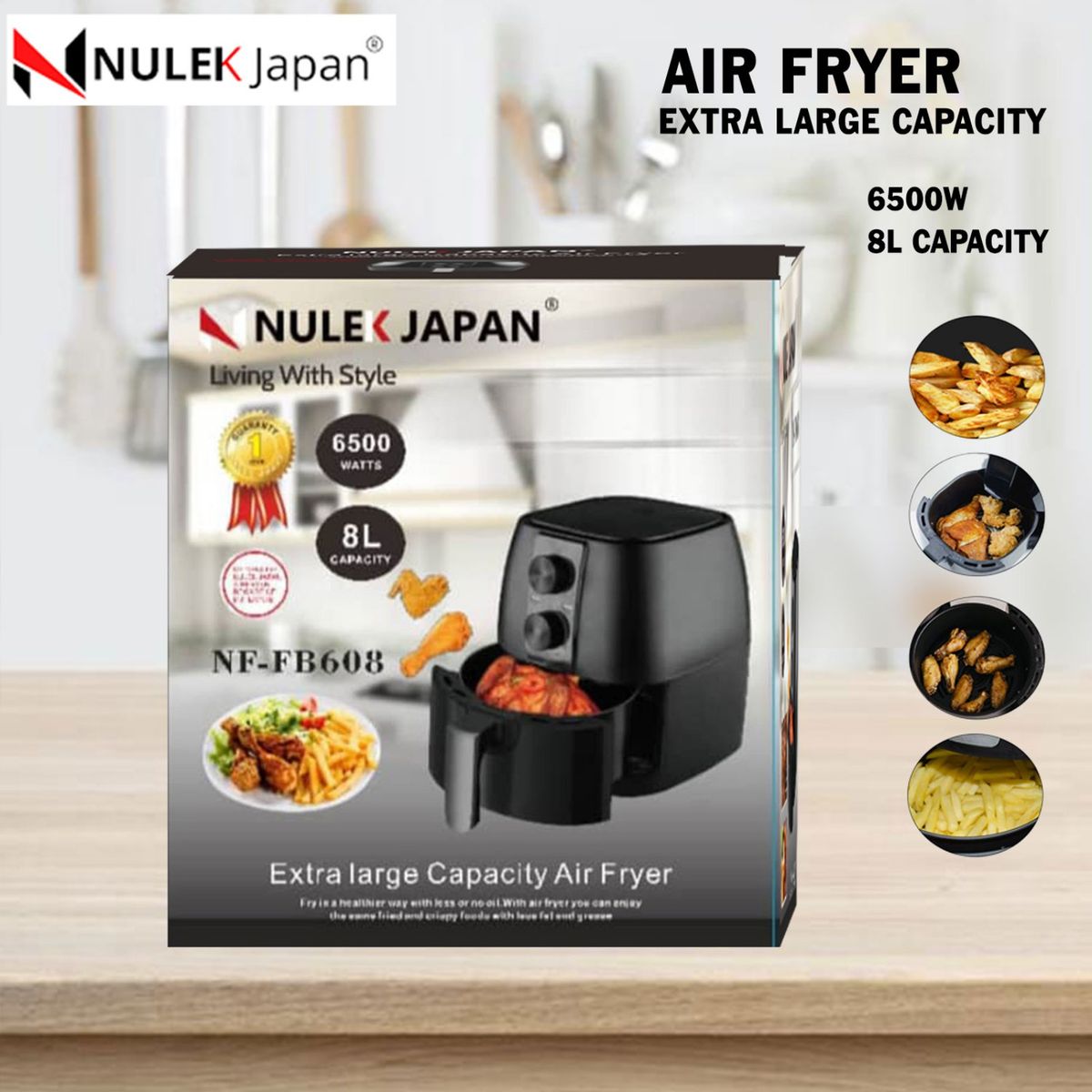 8.0L Extra Large Capacity AirFryer-6500Watts