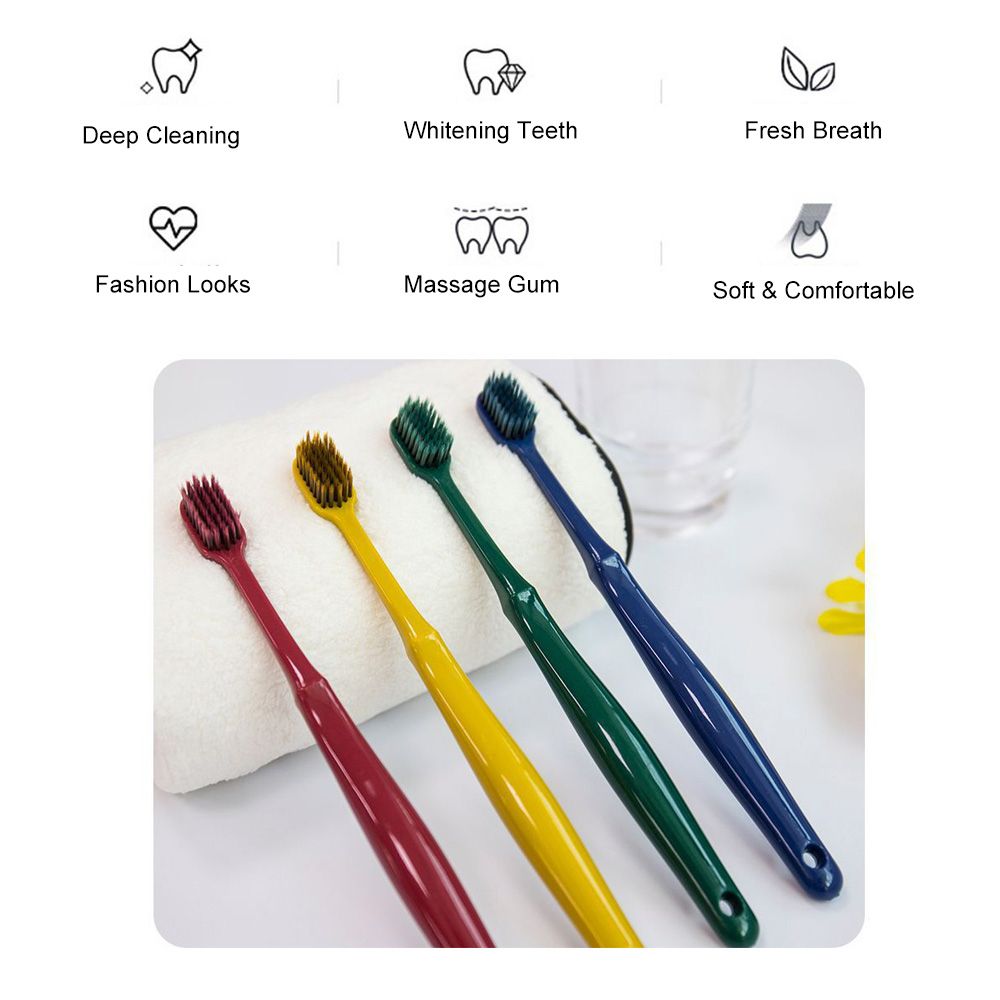 4Pcs Family Pack Fashion Pure Color Toothbrushes Soft