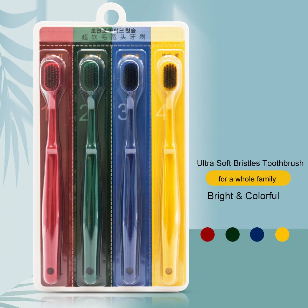 4Pcs Family Pack Fashion Pure Color Toothbrushes Soft