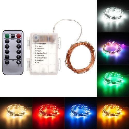 50LED Battery Powered Copper Wire LED String Xmas Fairy Light Remote Control RGB