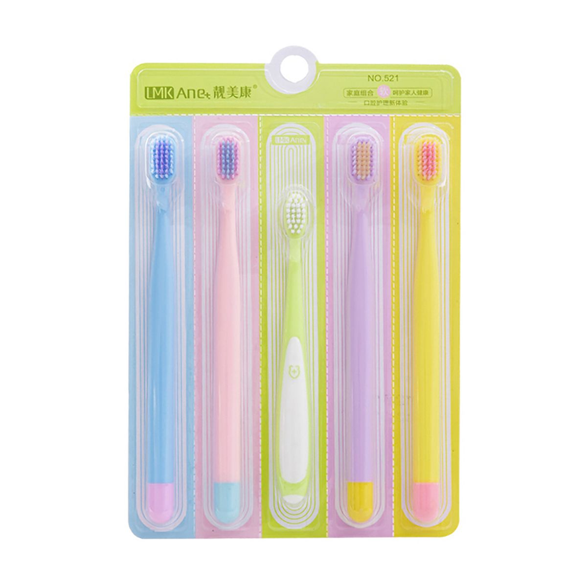 5Pcs Family Pack Fashion Color Toothbrushes Soft Bristles