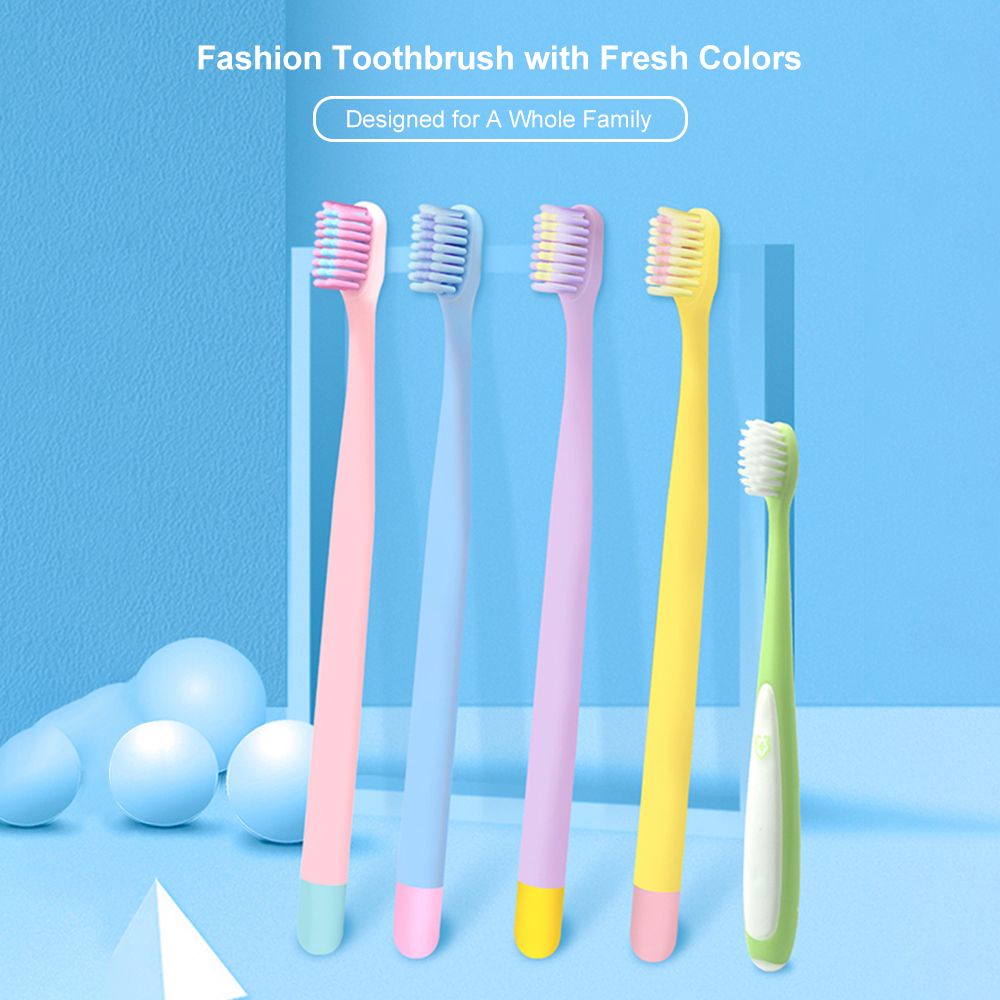 5Pcs Family Pack Fashion Color Toothbrushes Soft Bristles