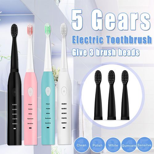 Electric Toothbrush Electronic Whiten Teeth Brush Ultr Black