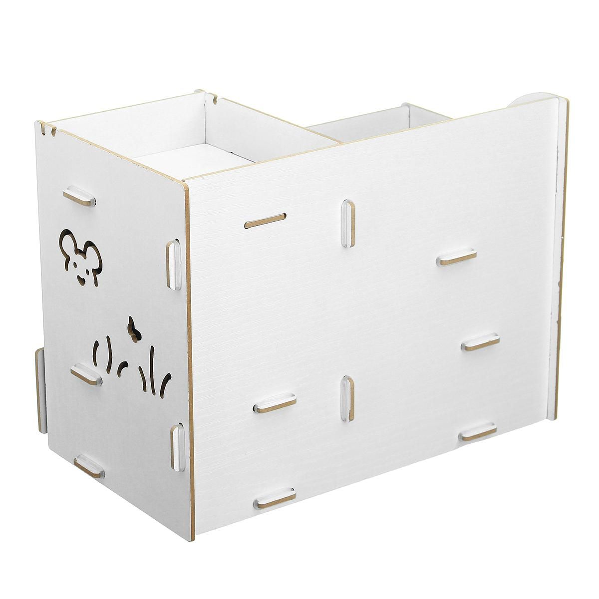 Drawer DIY Wooden Makeup Storage Display Box 3 Drawers Jewelry Cosmetics Holder-white