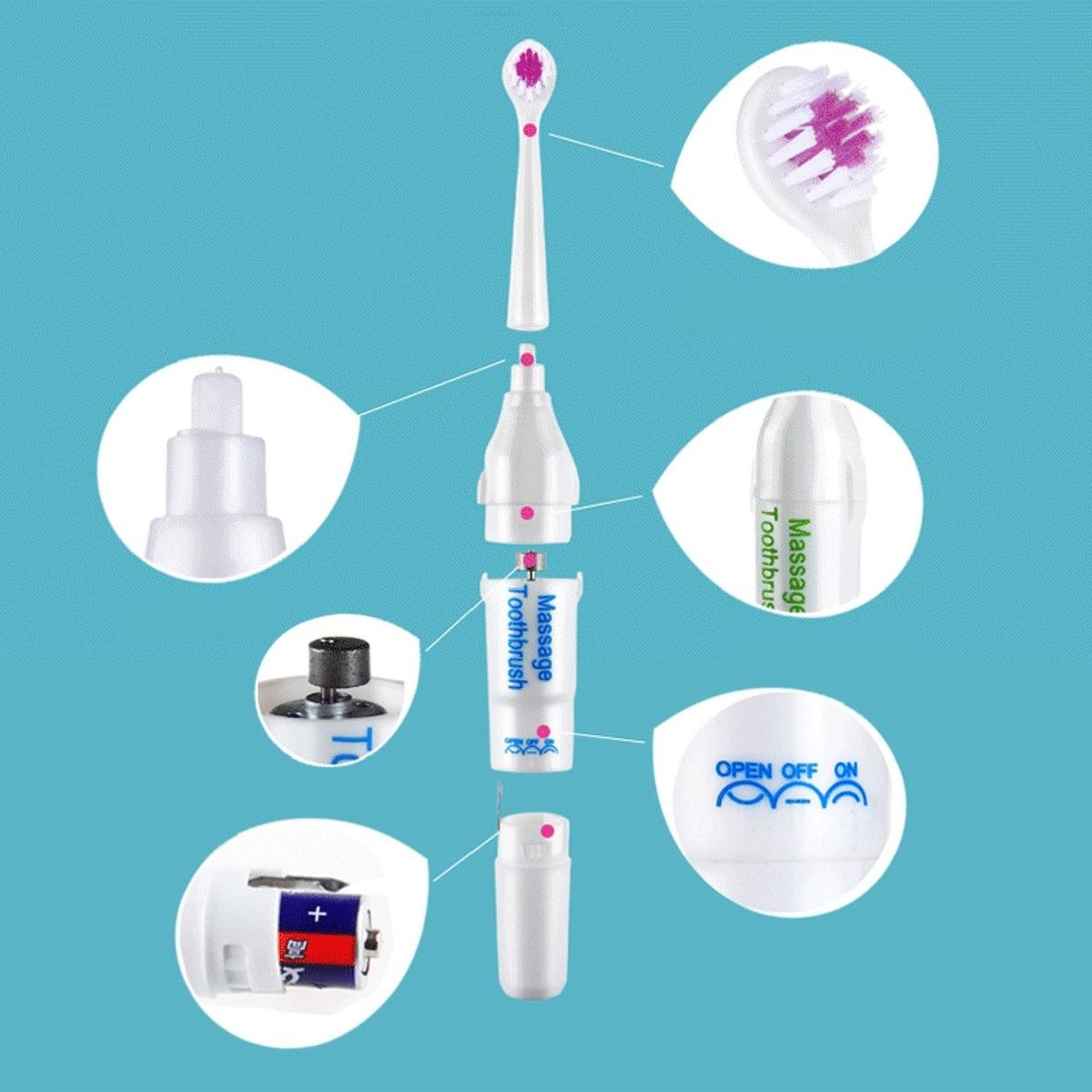 3PCS/SET Electric Toothbrush Dental Oral Hygiene Teeth Brush