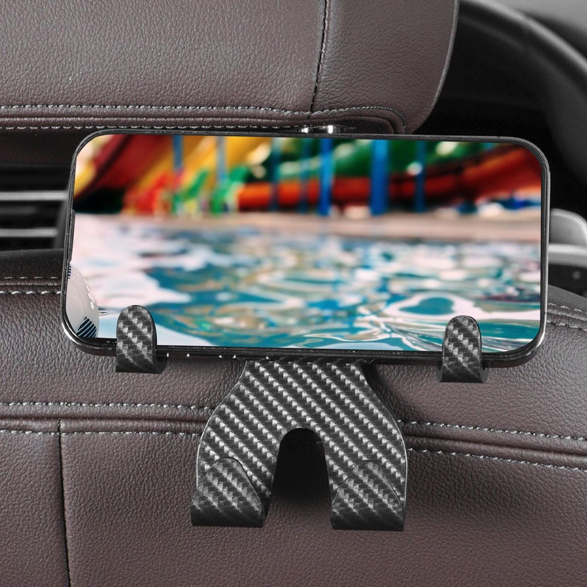 Car Seat Hanger Carbon Fiber Car Seat Hooks Neat Organized for Purses Black
