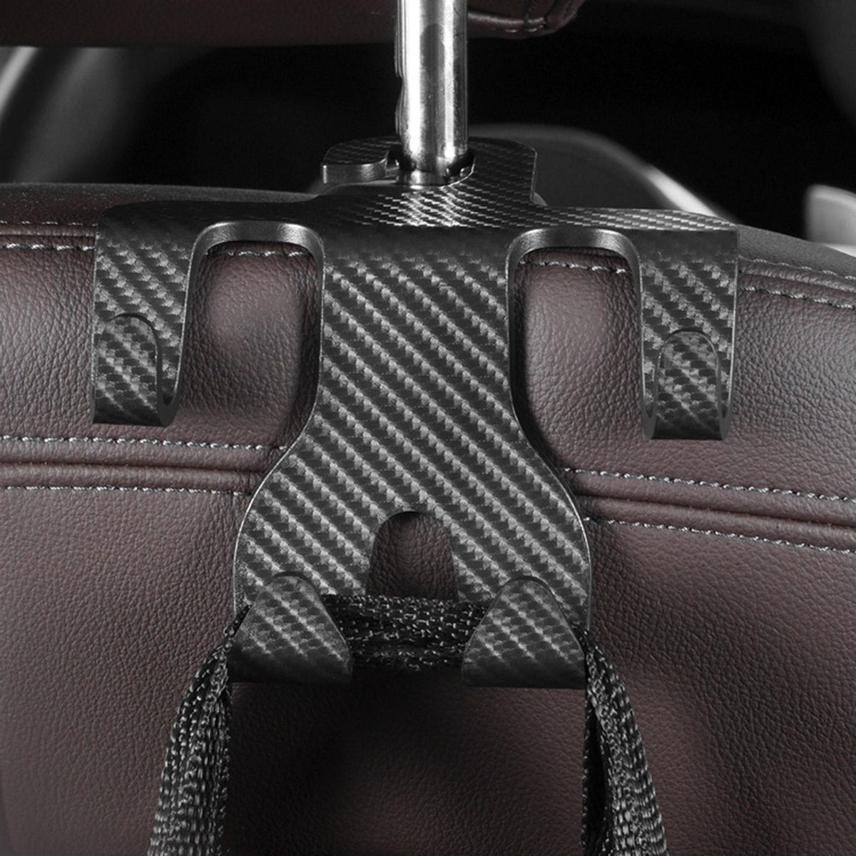 Car Seat Hanger Carbon Fiber Car Seat Hooks Neat Organized for Purses Black