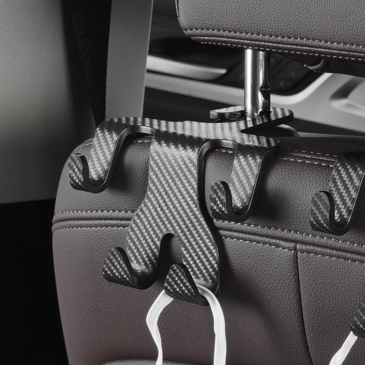 Car Seat Hanger Carbon Fiber Car Seat Hooks Neat Organized for Purses Black