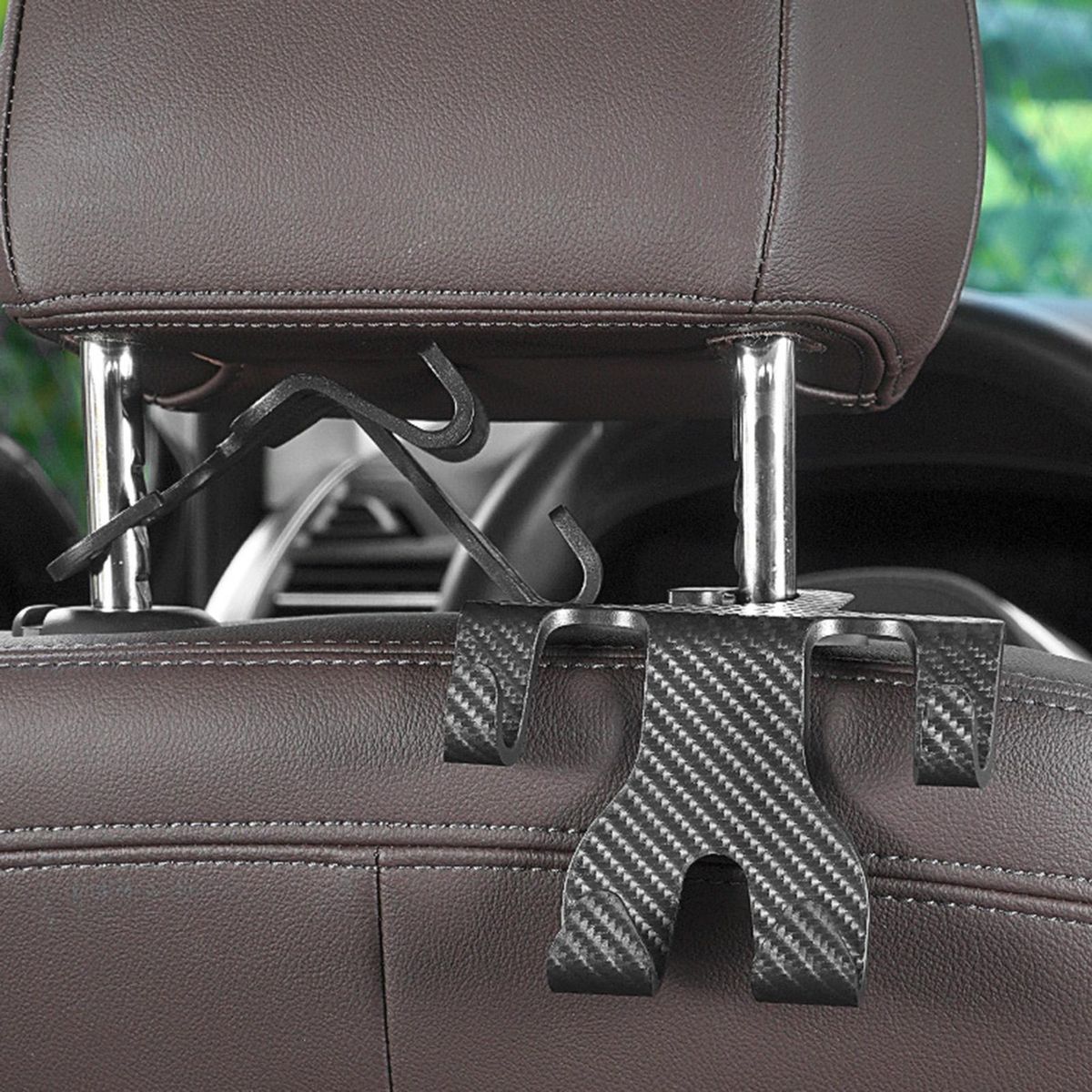 Car Seat Hanger Carbon Fiber Car Seat Hooks Neat Organized for Purses Black
