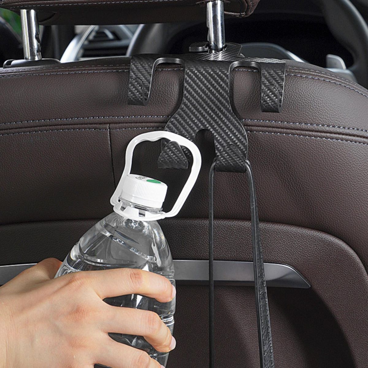 Car Seat Hanger Carbon Fiber Car Seat Hooks Neat Organized for Purses Black