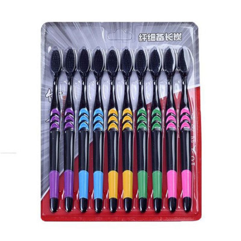 10Pcs Toothbrush Ultra Soft Bamboo Charcoal  Wear