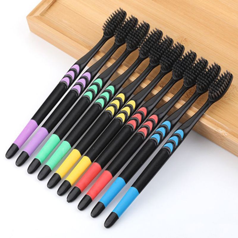 10Pcs Toothbrush Ultra Soft Bamboo Charcoal  Wear