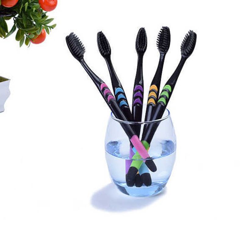 10Pcs Toothbrush Ultra Soft Bamboo Charcoal  Wear