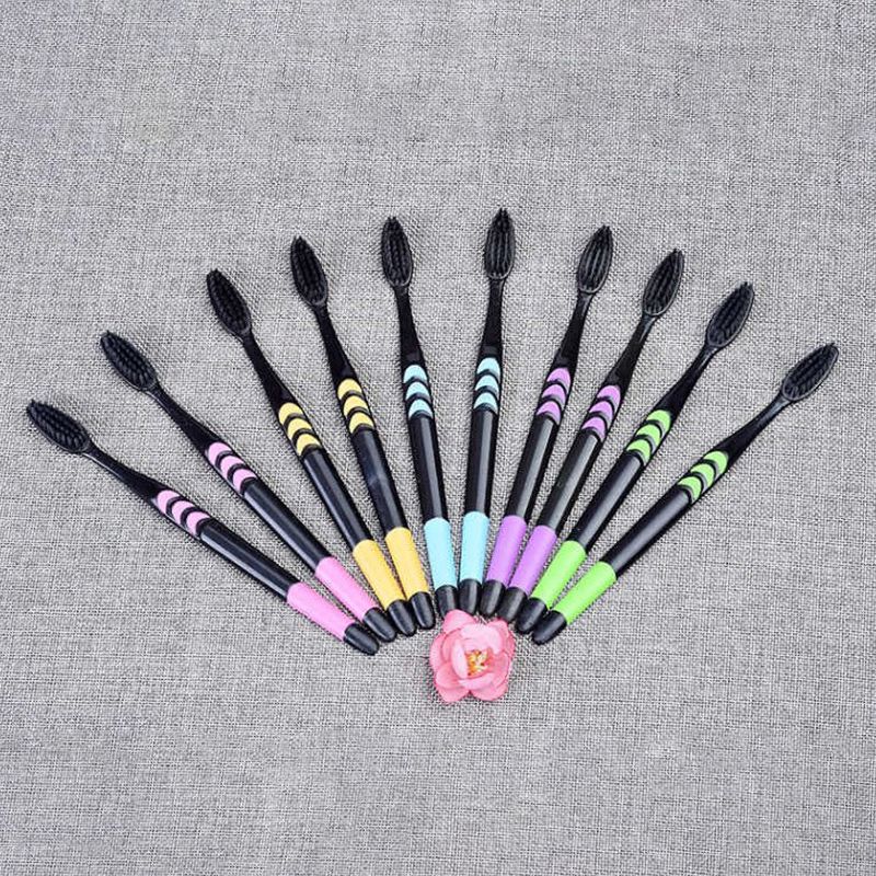 10Pcs Toothbrush Ultra Soft Bamboo Charcoal  Wear