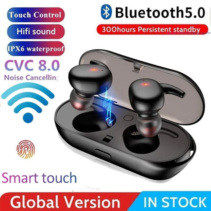 Wireless Bluetooth Earbuds With Finger Print Touch-Black