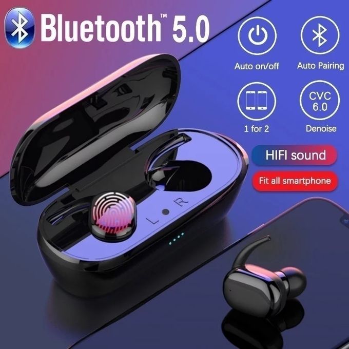 Wireless Bluetooth Earbuds With Finger Print Touch-Black