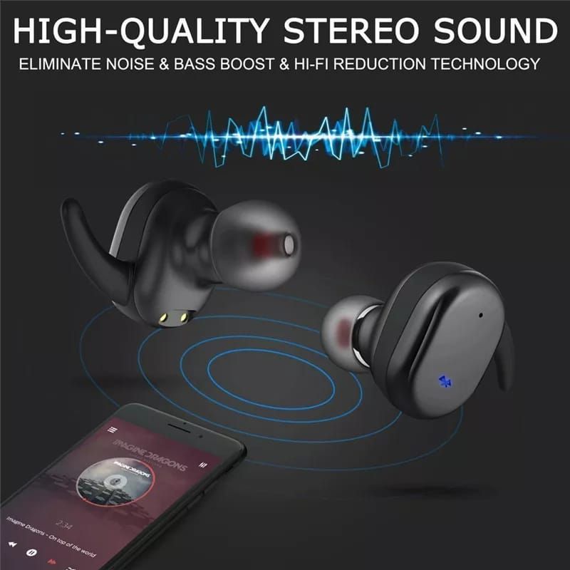 Wireless Bluetooth Earbuds With Finger Print Touch-Black
