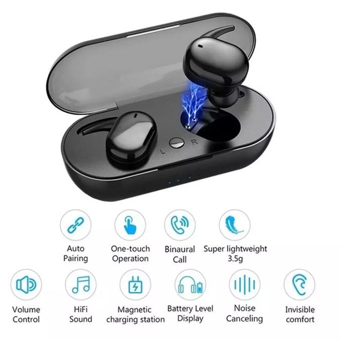 Wireless Bluetooth Earbuds With Finger Print Touch-Black