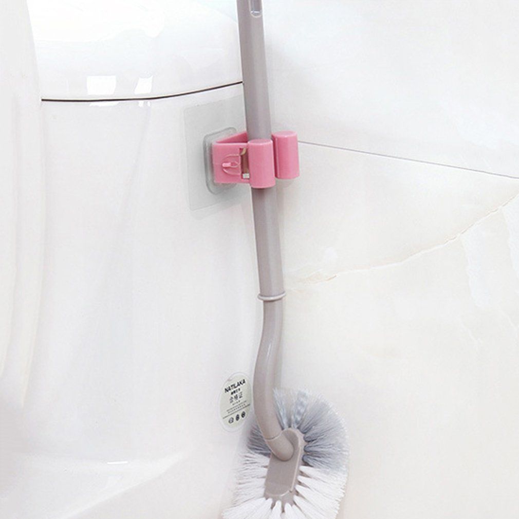 Multi-functional Practical Kitchen Wall Mounted Mop Holder Hanger Rack Hooks-pink