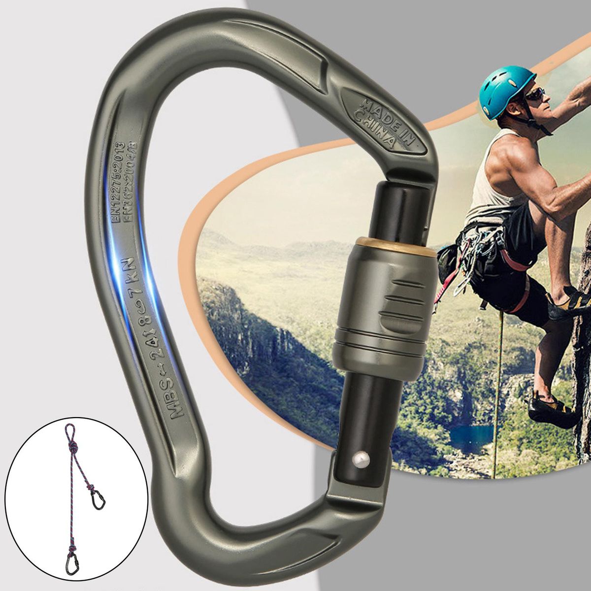 Safety Lanyard Climbing Harness Scaffolding Sling Belt Black Lock
