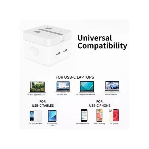 50 Watts Dual Type C Lighting Fast Charger For Iphone 14 Pro Max/14 Plus/14/13 Pro Max/13 Pro/13/13 Mini/12 Pro Max/12 Pro/12/12 Mini/11 Pro Max/11 Pro/11 And Ipads