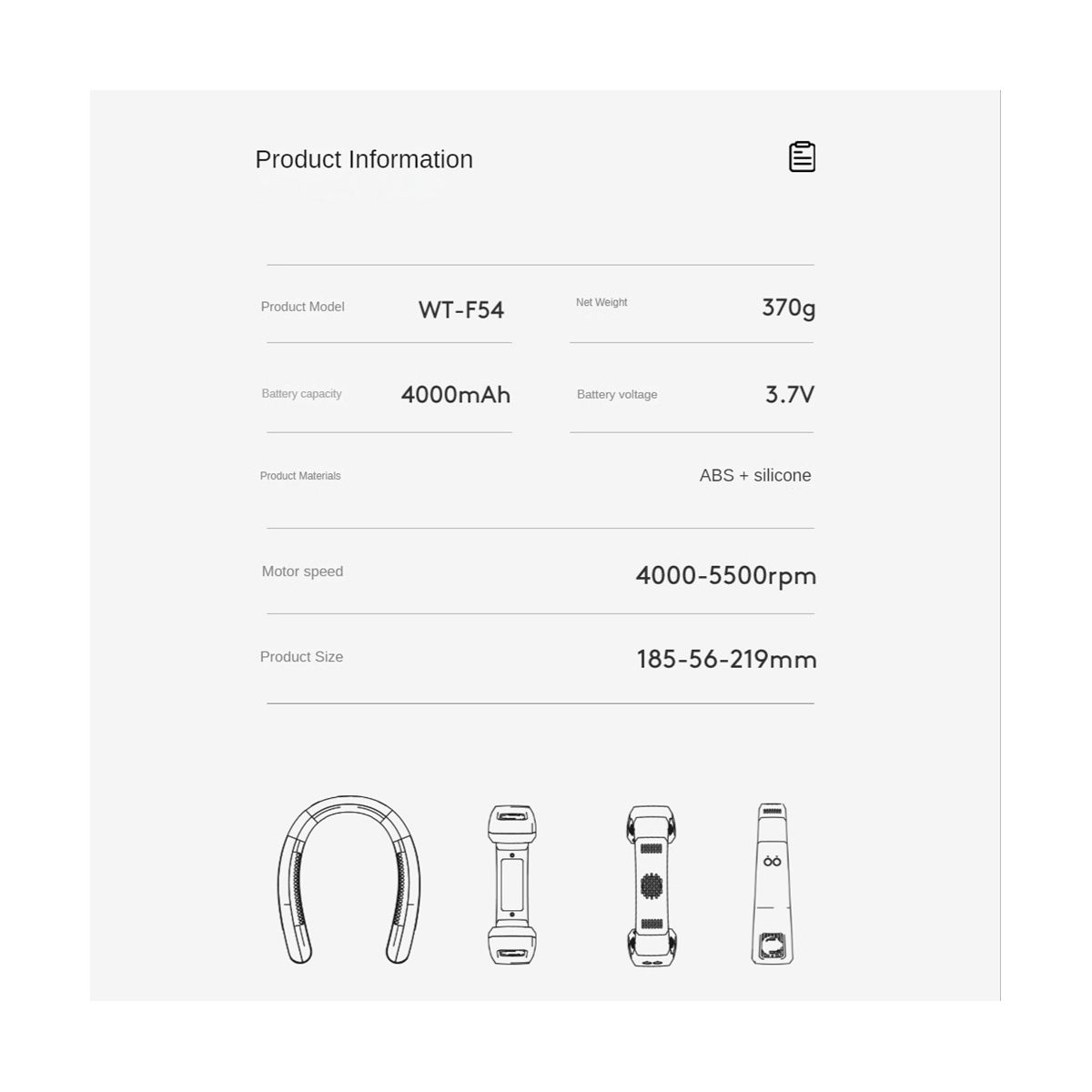 Portable Neck Fan USB Rechargeable less Fan 4000MAh