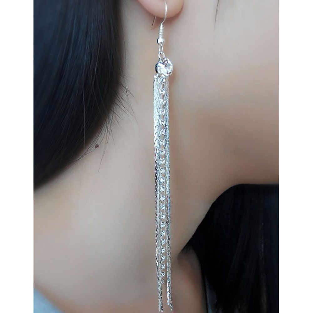 Women's Elegant Long Tassels Drop Hook Dangle Cocktail Party Linear Earrings