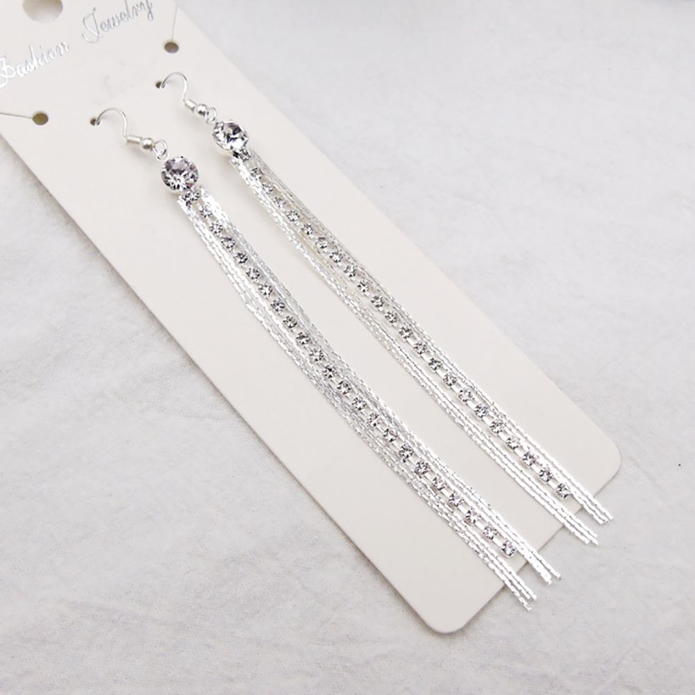 Women's Elegant Long Tassels Drop Hook Dangle Cocktail Party Linear Earrings