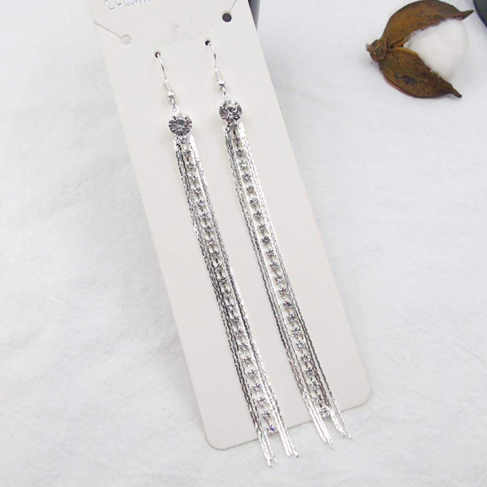 Women's Elegant Long Tassels Drop Hook Dangle Cocktail Party Linear Earrings