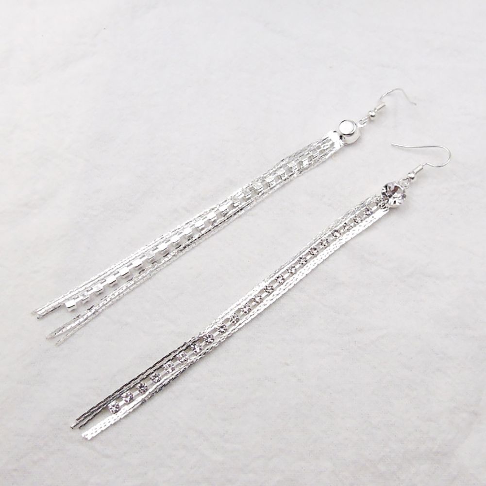 Women's Elegant Long Tassels Drop Hook Dangle Cocktail Party Linear Earrings