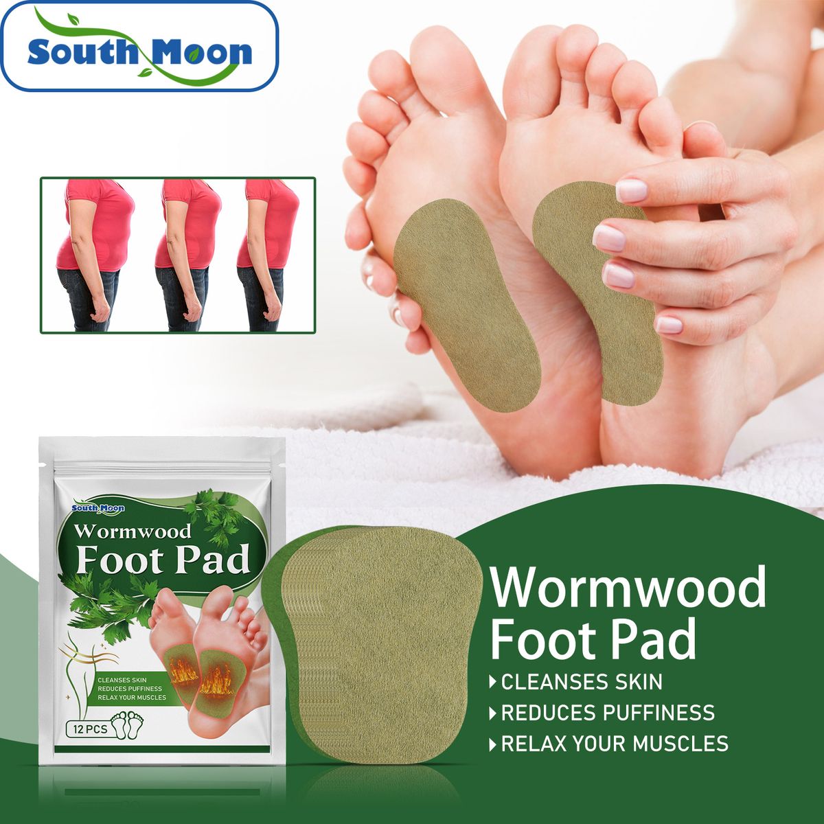 12Pcs Wormwood Foot Pad Detox Cleansing Remove Toxin Patch