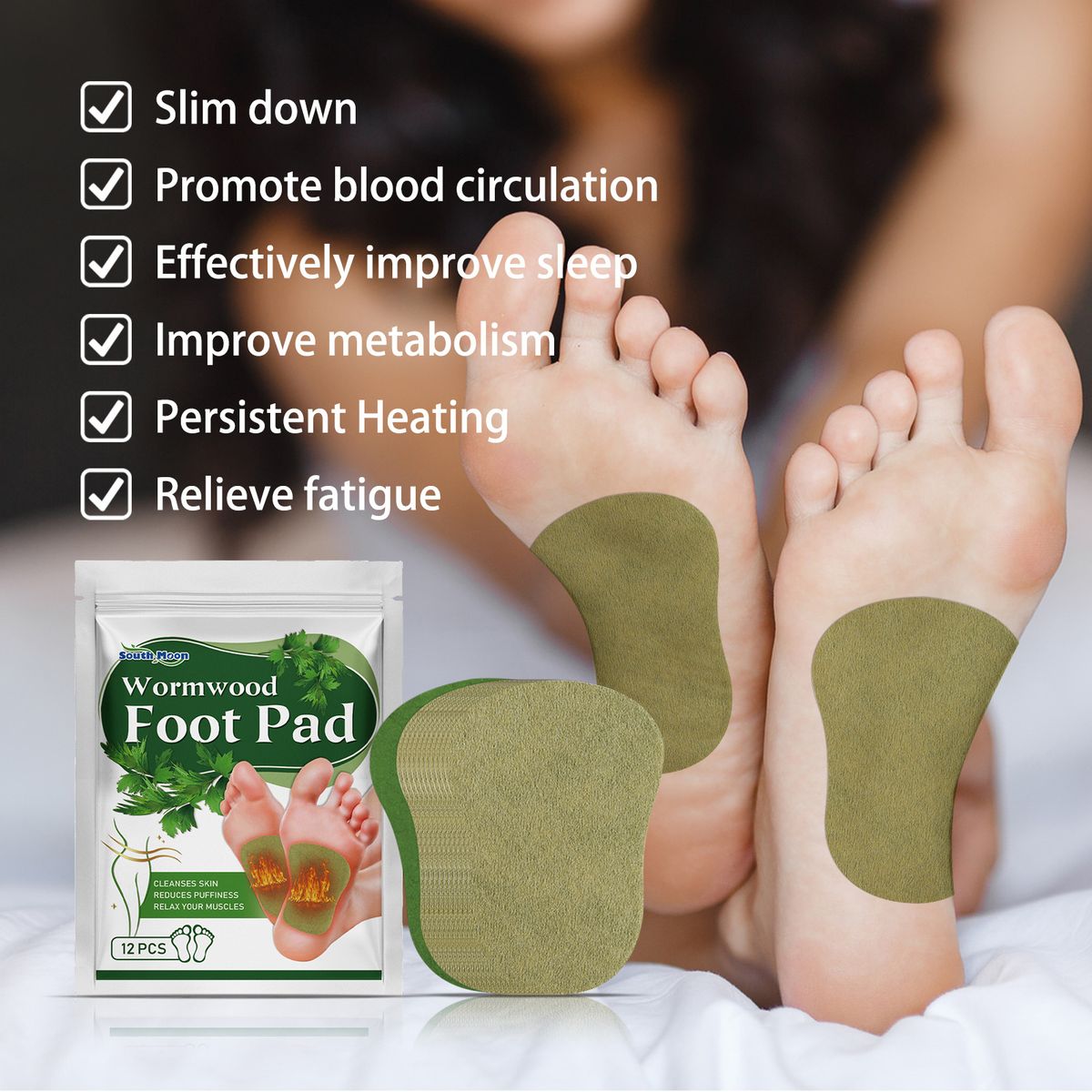 12Pcs Wormwood Foot Pad Detox Cleansing Remove Toxin Patch
