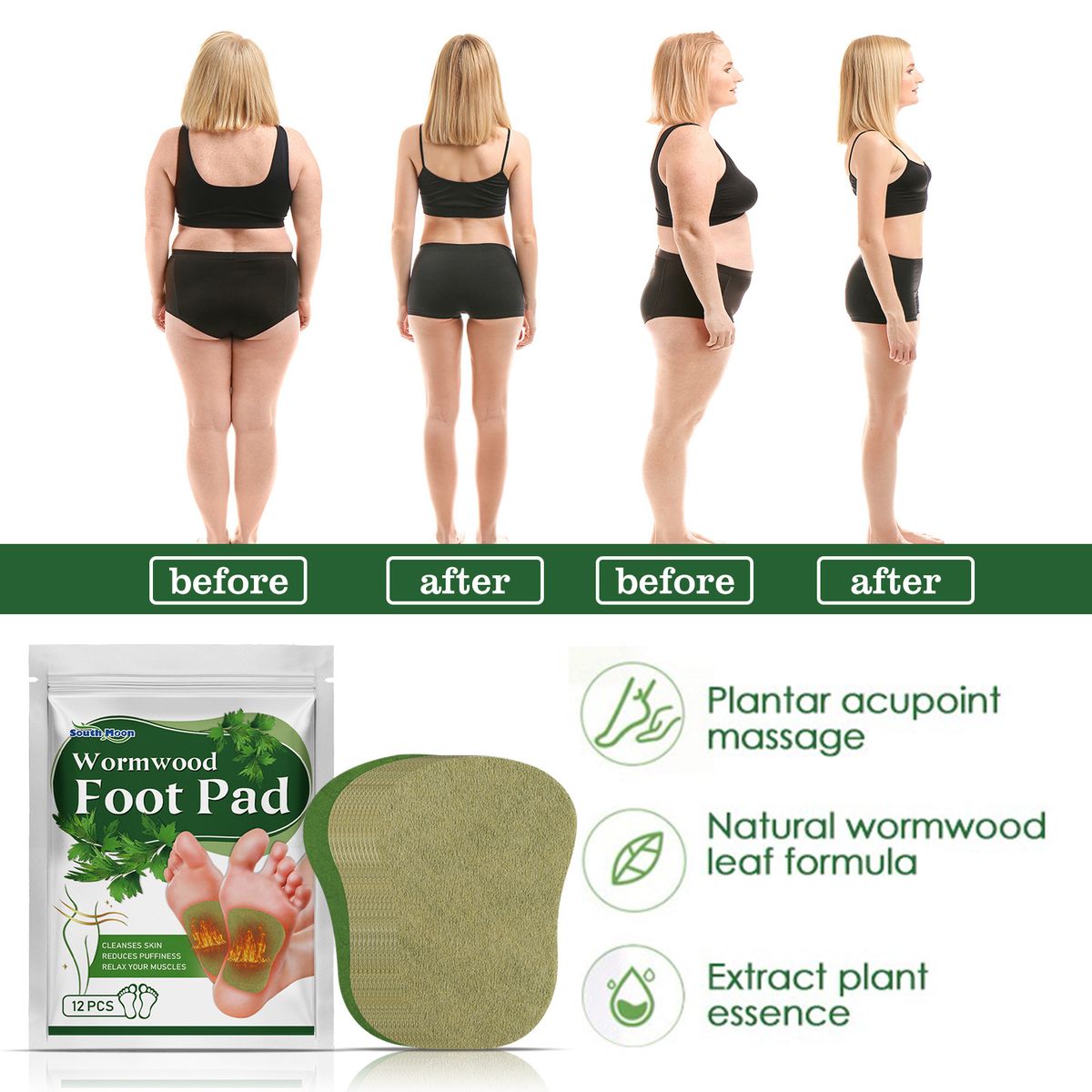 12Pcs Wormwood Foot Pad Detox Cleansing Remove Toxin Patch