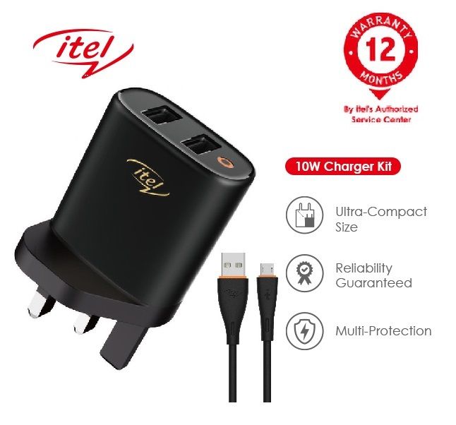 2 USB Port, 10W Travel Adapter Kit - Black