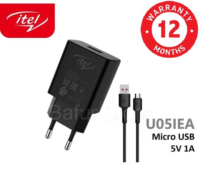Mini Size Efficient Charger + Free 1m Micro USB Cable -Black