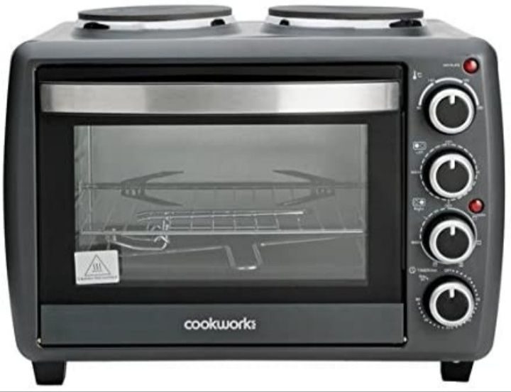 Compact 28L Rotisserie Mini Oven With 2 Hot Plates 2500W