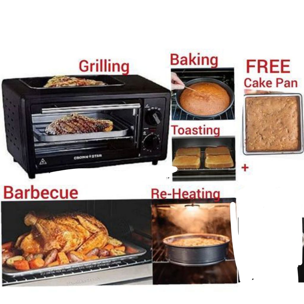 11 Litres- Portable Food Processor Baking Oven + Toaster + Top Grill + Free Baking Cake Pan