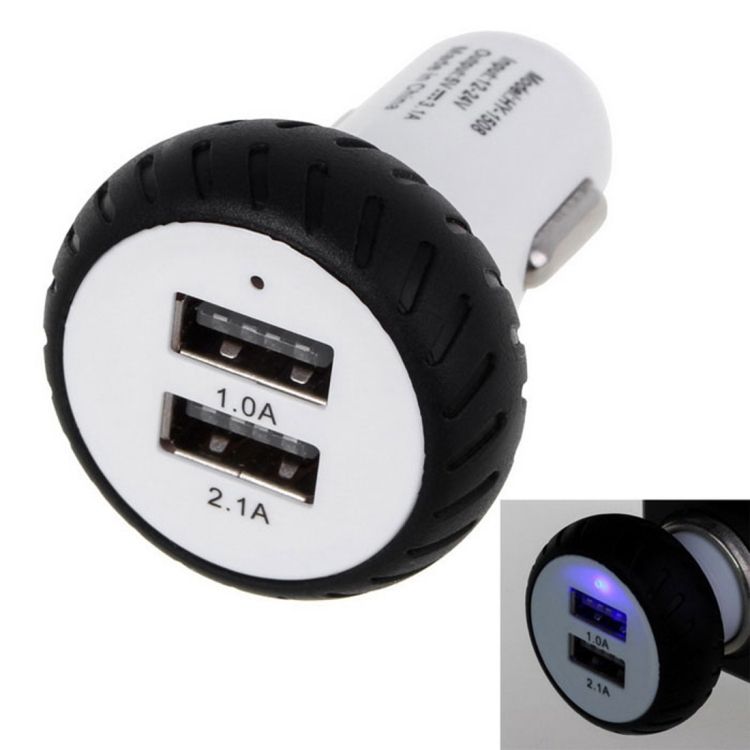 Mini 5V 1.0A+2.1A Double USB Universal Car Charger