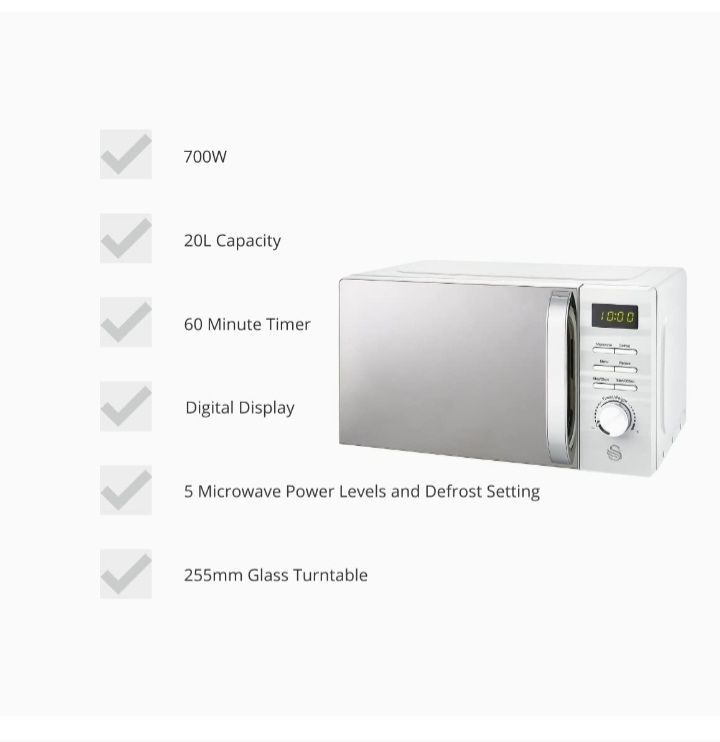 Symphony 20L Microwave Oven With 5 Power Levels