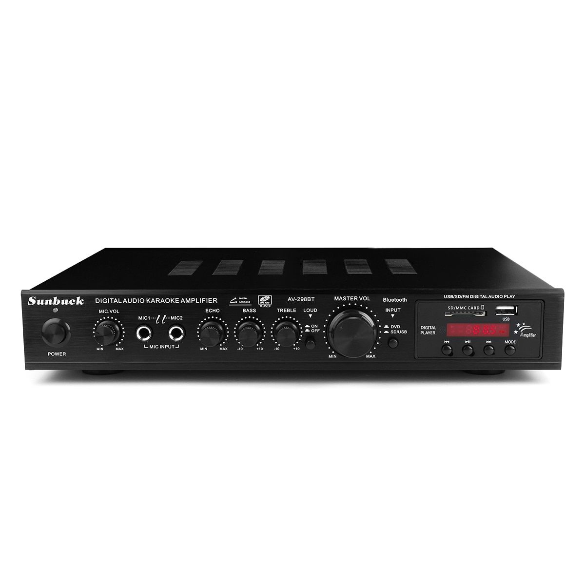 Sunbuck Bluetooth Digital Amplifier Stereo LED USB AV Power Surround 298 Resolution Amplificador Audio Player Subwoofer