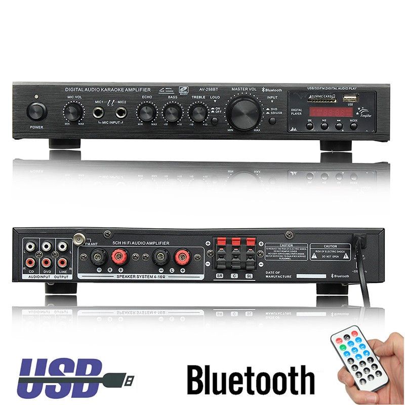 Sunbuck Bluetooth Digital Amplifier Stereo LED USB AV Power Surround 298 Resolution Amplificador Audio Player Subwoofer