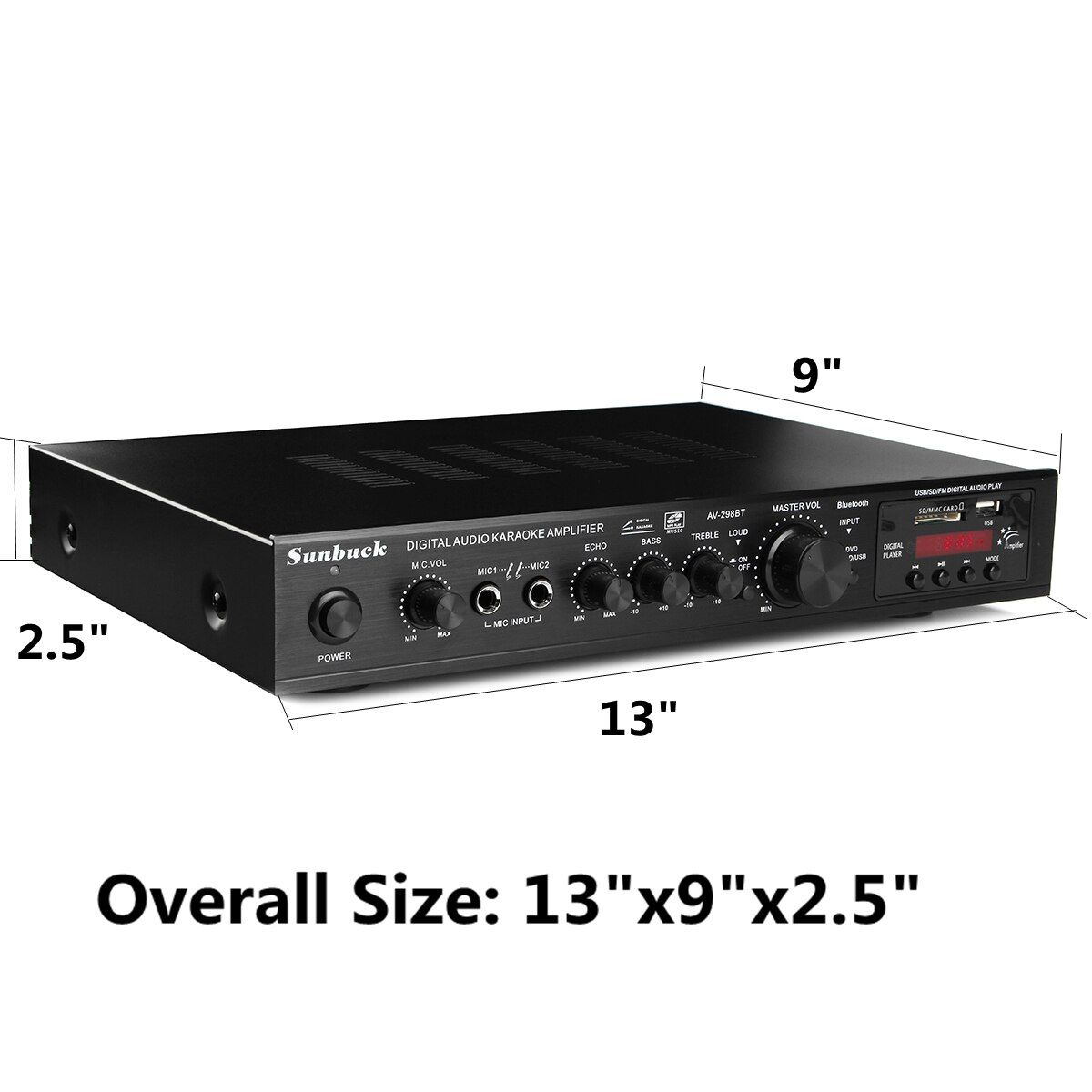 Sunbuck Bluetooth Digital Amplifier Stereo LED USB AV Power Surround 298 Resolution Amplificador Audio Player Subwoofer