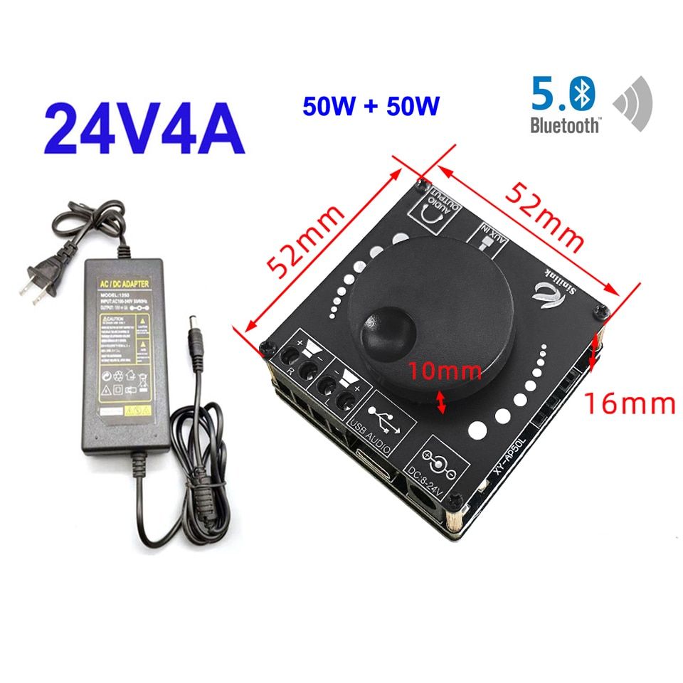 50W+50W Bluetooth 5.0 Speaker Digital Audio Power Amplifier ClD 30W~200W HiFi Stereo Mini USB Music Sound Card App AMP