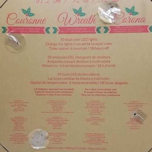 Wreath Dual Color LED Pre-Lit Battery Operated