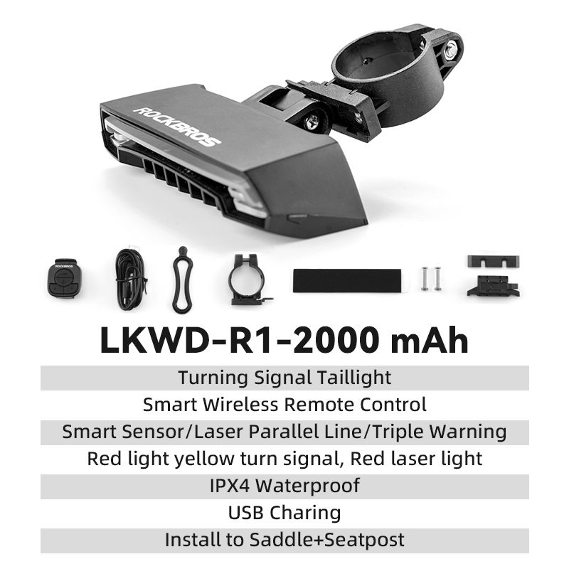 ROCKBROS Bike Light Smart USB LED Wireless Remote Control Bicycle Rear Light MTB Road Laser Turn