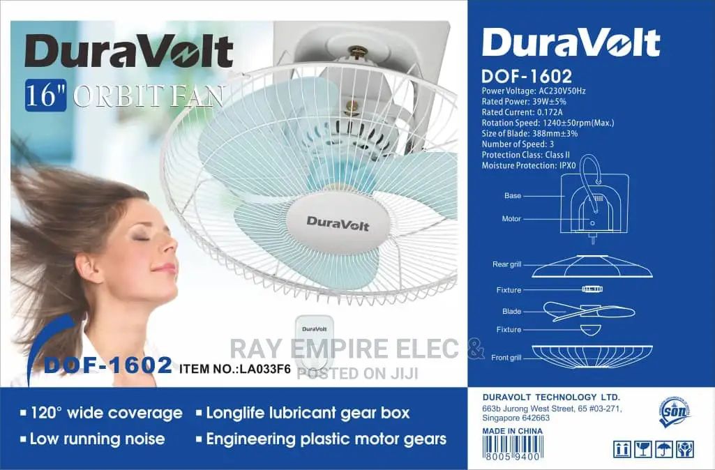 16" Velocity Powerfu Quiet Orbit Ceiling Fan