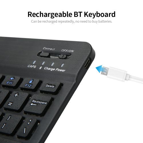 10inch BT Rechargeable Mini Keyboard Mouse Combo 78 Keys
