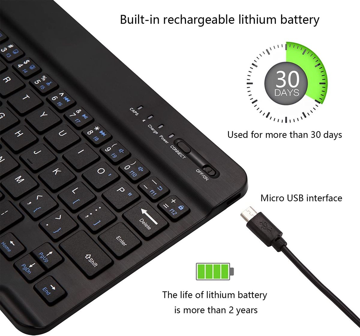 7 Inch Bluetooth Keyboard Rechargeable Keyboard For IPad